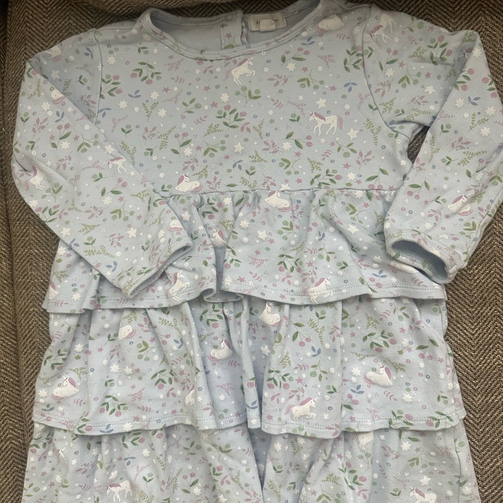 Angel Dear Blue Unicorn long sleeve dress 3T